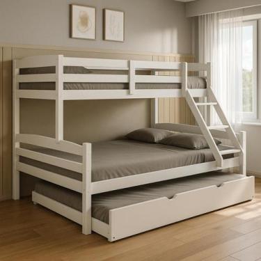 Imagem de Treliche Madeira Pinus Casal Solteiro Cama Auxiliar Robusto branco - F