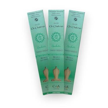 Imagem de Kit com 3 Incensos Naturais e Artesanais Vareta Chakras Cardíaco Rosas Gerânio
