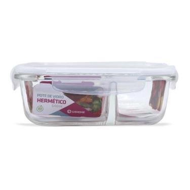 Imagem de Pote Vidro Hermético Marmita Fitness Com Divisória 640ml - U4home, Bra