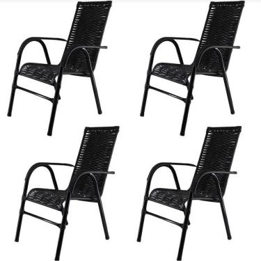 Imagem de Kit 4 Cadeiras Bela Fibra Sintética Aço Acesse Móveis Preto