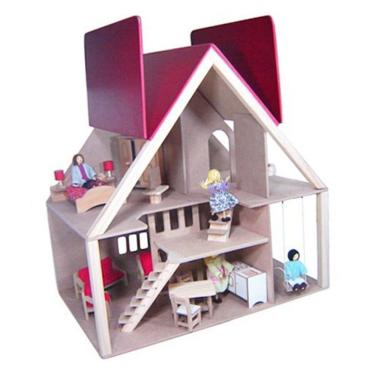 Imagem de Casa De Boneca Chalé - Com Móveis - Madeira - 2 Andares - Bohney