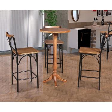 Imagem de Conjunto Bistrô Industrial Mesa Com 3 Banquetas Alta Paris - Castanha - Marrom