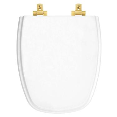 Imagem de Assento Sanitário Laqueado Soft Close Monte Carlo Branco Para Vaso Deca Com Ferragem Dourada