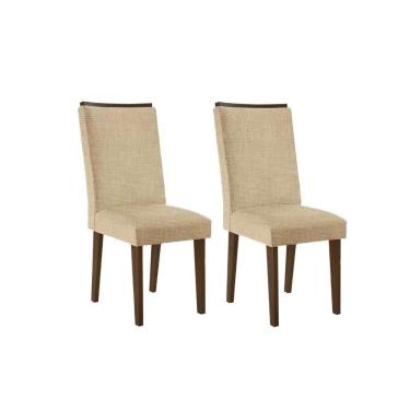 Imagem de Cadeira Sala De Jantar Lunara Madeira Kit 2 Un Capuccino/linho Turim - Rufato