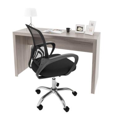Imagem de Escrivaninha 127cm Me4135 Com Cadeira Diretor Tela Mesh Tok 3310 Espresso Móveis Carvalho
