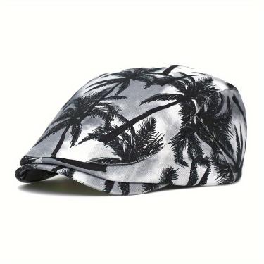 Imagem de Boina Casual De Algodão , Estampa Tropical, Boné Fashion Para Todas As Estações Preto