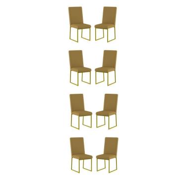 Imagem de Kit 8 Cadeiras Para Mesa De Jantar Base Industrial Dourado Balaqui Capuccino