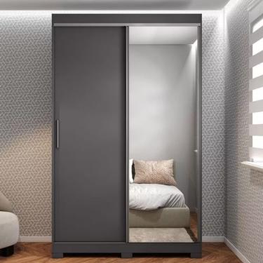 Imagem de Guarda Roupa Solteiro Bartira América Com Espelho 2 Portas Grafite