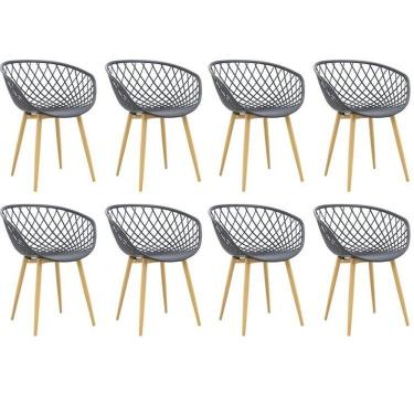 Imagem de Kit Com 8 Cadeiras Com Braços Polipropileno Clarice Preto