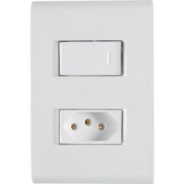 Imagem de Conjunto 4 X 2 Com 1 Interruptor Simples 10a 250v E 1 Tomada 2p+t 20a 250v Liz Branco - Tramontina