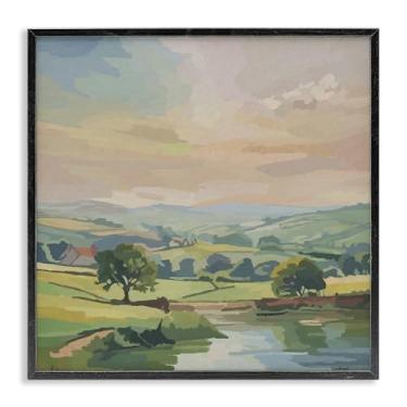 Imagem de Stupell Industries Paisagem campestre do meio-oeste preto emoldurado giclée design de arte por Amelia Noyes, 12 x 12