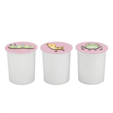 Imagem de Trio de Potes Kit Higiene Bebê Quarto Lavável Patinhos - Neném na Nuve