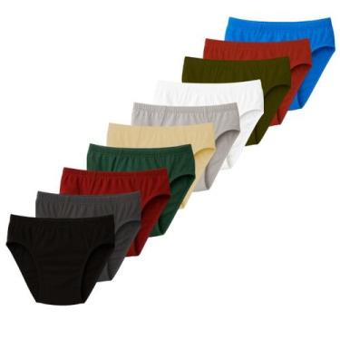 Imagem de Kit 10 Cueca Slip Básica Algodão com Elástico Embutido Confortável - L