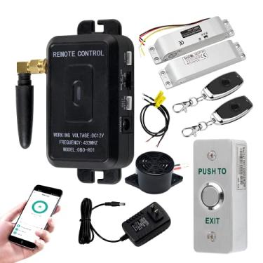 Imagem de QttyElok Kit De Sistema Controle Acesso Wifi Tuya, Abridor Porta Sem Fio 433 Mhz + Trava Elétrica Queda Bolot, Botão Saída, Desbloqueio Remoto Por Aplicativo Smartphone