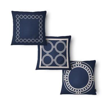 Imagem de Kit 3 Capas Almofada Círculos 43x43cm Microfibra Azul - Tuti Gottô