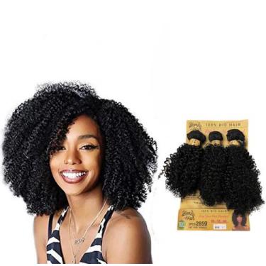 Imagem de Cabelo Cacheada Afro Goivo Bio Fibra 285g Preto  - Gm hair