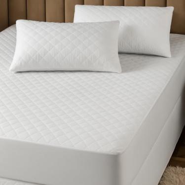 Imagem de Capa de Colchão para Cama Casal Impermeável Matelada – Protetor de Colchão Antialérgico, Lavável e Confortável