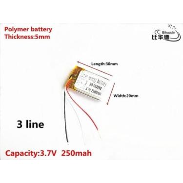 Imagem de (1pcs)bateria 3 Fios  502030 C/ 250mah 5mmx20mmx30mm 3,7v - - bgb