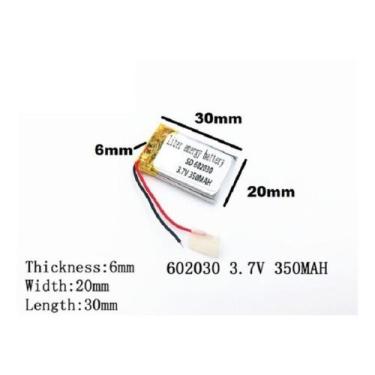 Imagem de Bateria 3.7v 350 Mah 6mm X20mm X30mm 2 Fios 602030 - bgb