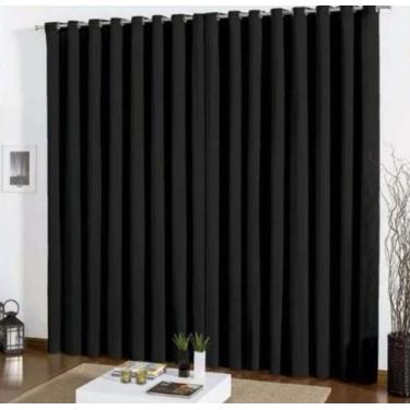 Imagem de Cortina Blackout Em Tecido 4,00x2,80 Corta Luz Preta - Doce Lar Enxova