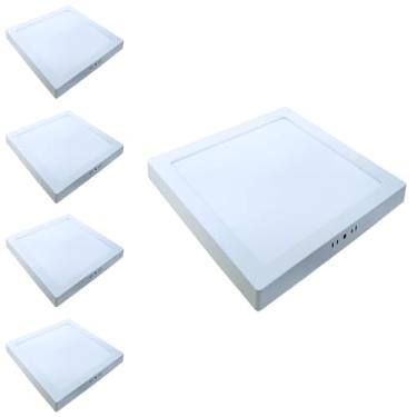 Imagem de Kit 5x Painel Plafon Sobrepor Alumínio Quadrado LED 24W 30x30 Bivolt Branco Quente