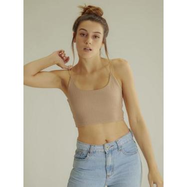 Imagem de Blusa Cropped Gabi Top Alcinha Tecido Canelado Roupa Feminina Pingos S