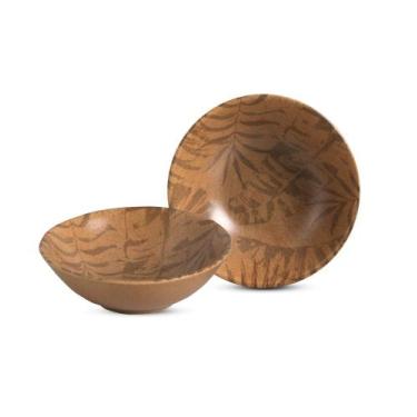 Imagem de Conjunto 6 bowls decorados Palm Tree Terracota 300 ml - Alleanza Cerâm