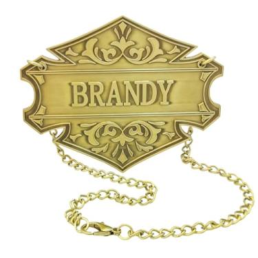 Imagem de Etiquetas de decantador de vinho para uísque – Etiquetas vintage em uma corrente para álcool – Etiqueta de garrafa de licor para vodca, rum, uísque, conhaque de bourbon Tequila Gin (conhaque)