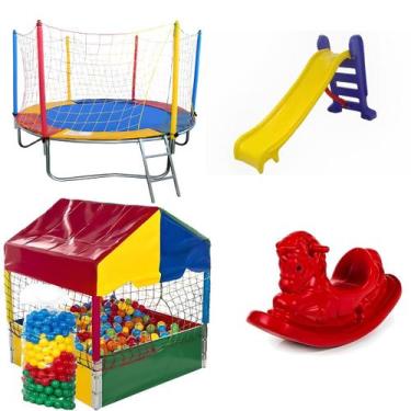 Imagem de Kit Cama Elástica 2,30m Piscina de Bolinhas 1,00m 500 Bolinhas Escorre