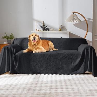 Imagem de YUEANG Capas de sofá impermeáveis para sofá, reversíveis, adequadas para animais de estimação, laváveis e antiderrapantes com 4 capas de almofada, capas de sofá para cães e gatos (71 × 150 pol/preta)