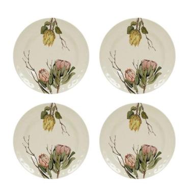 Imagem de Jogo 4 Pratos Melamina Raso Designe Flores Armário Decorado - Florarte