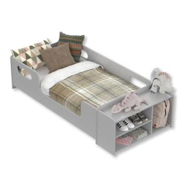 Imagem de Mini Cama Infantil Montessoriana Aconchego com Nicho - MS Móveis, Cinz