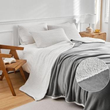 Imagem de Cobertor Queen Everest Dupla Face Manta Flannel Sherpa Lã de Carneiro 