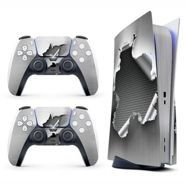 Imagem de Adesivo Skin para Game Console 5 Cover - Metal rasgado, compatível com edição de disco e edição digital (não Slim Ver) - 2 capas de controle e capa de console - sem bolhas, proteção total, removível