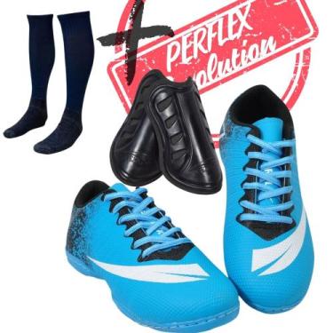 Imagem de Chuteira Futsal Quadra Adulto Infantil Meião E Caneleira Colada e Cost