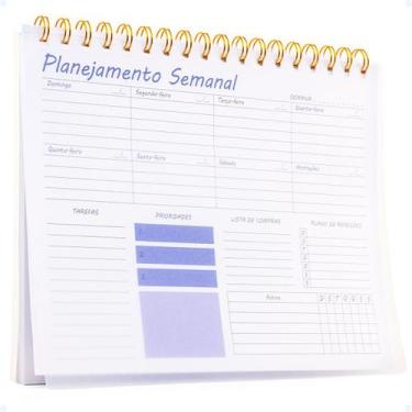 Imagem de Caderno Bloco Agenda Planner Semanal 50 Folhas Com Refeições - Hxt
