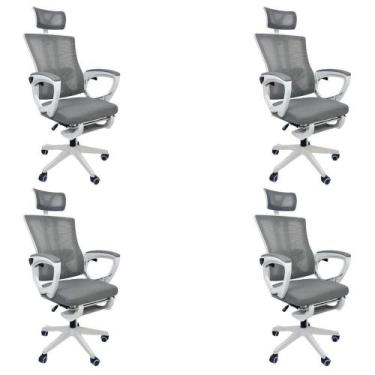 Imagem de Kit 4 Cadeiras de Escritório Presidente Executiva Oficial Paris Cinza 