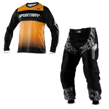 Imagem de Conjunto Roupa Motocross Trilha Calça Insane In Black E Camisa Sportba