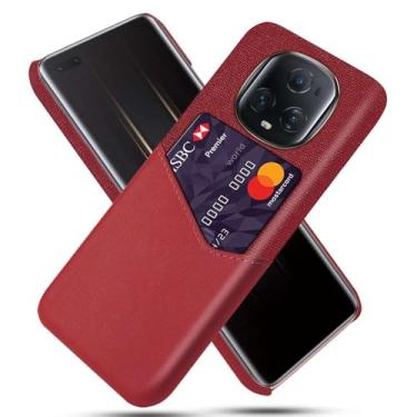 Imagem de Capa para Honor Magic5 Ultimate,Anti-deslizamento,Proteção contra quedas de 360°,Resistência à impressão digital,Tela e caso de couro PU com 1 slot de cartão atrás-Red