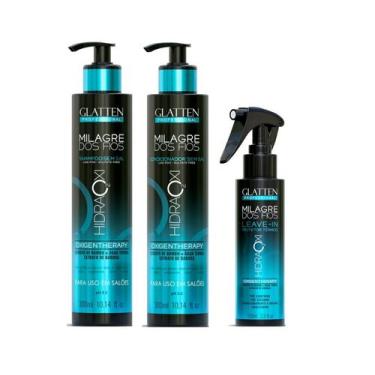 Imagem de Glatten Milagre dos Fios Hidra Oxi Shampoo e Condicionador e Leave-in