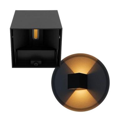 Imagem de Arandela LED 8W Navi Cubo 2 Fachos 0 a 90 3000K Preta Externa ST3242 -