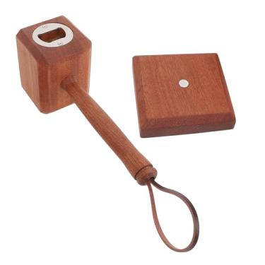 Imagem de Yosoo Abridor de Garrafas de Cerveja de Martelo de Madeira, Secagem Rápida, Resistente, Com ímã, Corda de Couro para Pai, Marido, Namorado