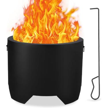 Imagem de Lareira sem fumaça de 50 cm com cinzeira - Lareira portátil para uso ao ar livre, aço inoxidável leve de 8,6 kg para quintal, pátio e acampamento
