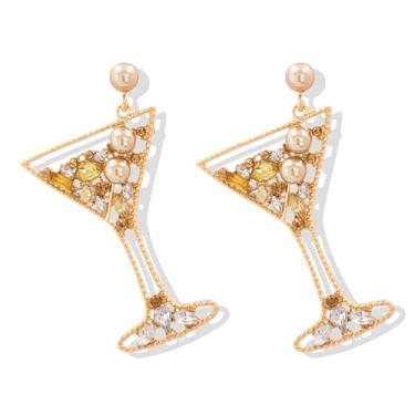 Imagem de Brincos de champanhe para mulheres Margarita brincos de garrafa de champanhe brincos de tequila brincos de martini brincos de coquetel joias presentes de Natal acessórios de festa de ano novo, Zinco,