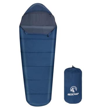 Imagem de REDCAMP Saco de dormir ultraleve para mochilão, caminhada e acampamento, conforto para adultos em clima quente, com capuz e saco de compressão, azul marinho (218 cm x 73 cm)