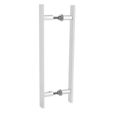 Imagem de Puxador Retangular Duplo Para Porta Madeira e Vidro 40 CM Alumínio Pol