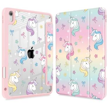 Imagem de Lepeoac Capa para iPad de 11 polegadas A16 2025 geração 11ª / iPad 11 polegadas 2022 10ª geração, porta-lápis embutido com capa à prova de choque, capa traseira transparente transparente, despertar