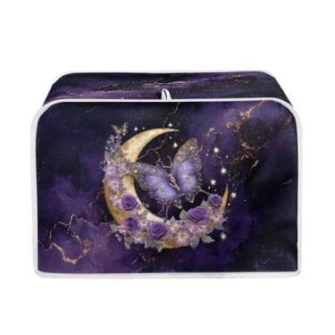 Imagem de Talayituse Borboleta Rosa Lua Mármore Impressão Torradeira Capa 2 Fatias Largas, Capa Leve para Máquina de Pão Proteção contra Poeira Saco de Aparelho Lavável, P