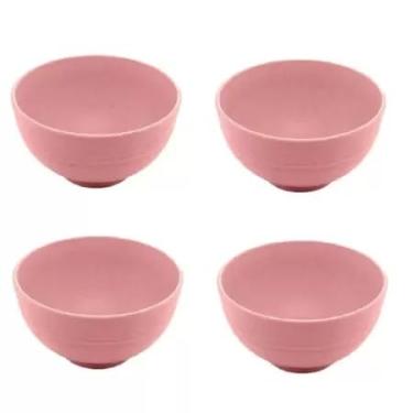 Imagem de Kit 4 Tigelas Bowl Bambu Ecológico Sobremesa Bowls Tigela Alimentos (Rosa 12x6cm)