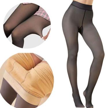 Imagem de Meia Calça Térmica Translúcida Forrada Pelinho Inverno 34-40 - Marca, 